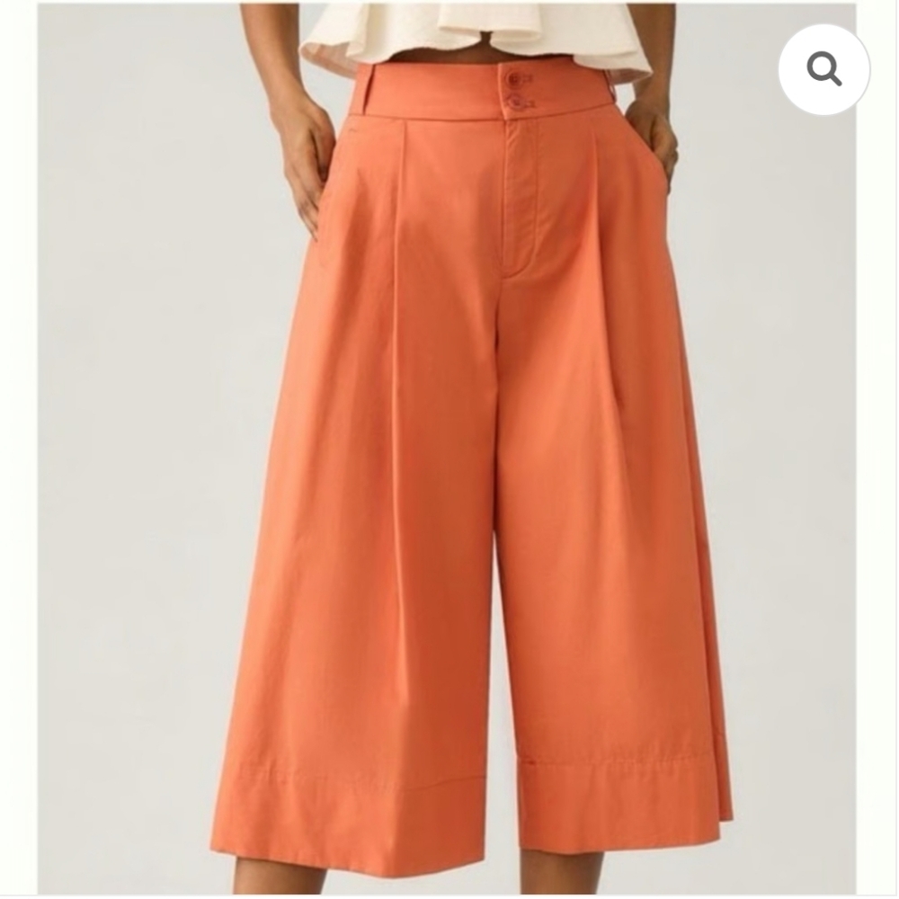 Anthropologie Orange Wide Leg Pants High Waisted